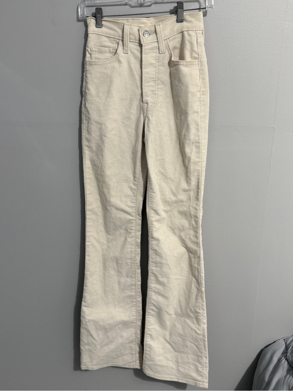 Levis Jeans Womens Size 25 Ribcage Boot Corduroy Ribbed Cream High Waisted